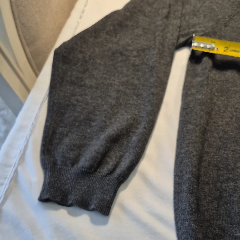 Roundtree & Yorke Gray Zip Up Long Dleeve Mens Sweater with Standing Collar - Picture 7 of 12